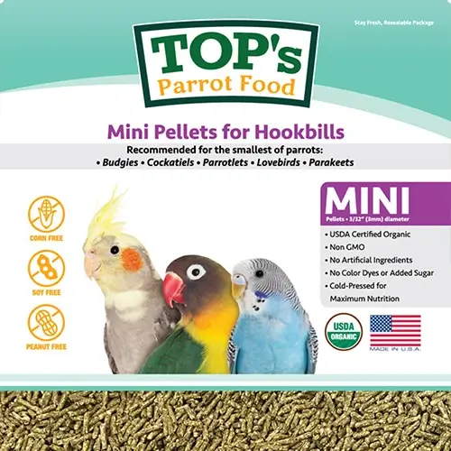 TOP's Parrot Food Organic Mini Pellets | Dallas Parrots | Bird food for sale