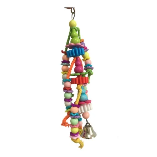 A Bead Churn parrot toy, a fun and stimulating toy with a variety of wooden and plastic beads.