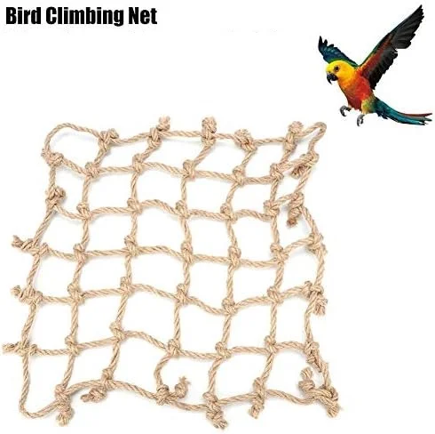 A spacious and durable bird activity net made with high-quality thicken cotton rope material. The net is easy to install and disassemble, and it can be used by parrots of all sizes and breeds.
