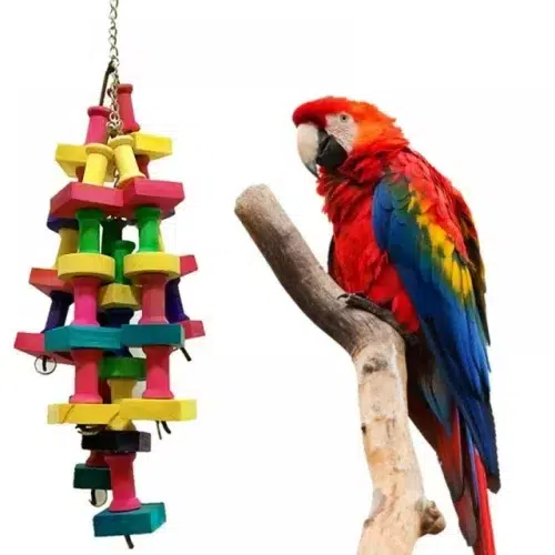A Climb and Chew parrot toy is a colorful and durable toy that features a variety of climbing and chewing surfaces, including ropes, ladders, and wooden blocks. It is easy to install and can be attached to any cage or playpen.