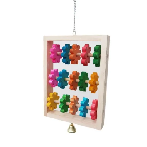 A Parrot Abacus Puzzle toy, a colorful and engaging toy that requires parrots to use their problem-solving skills to move and count the beads. The toy features a variety of manipulative beads to move and count, and it is made from durable materials that are safe for parrots of all sizes.