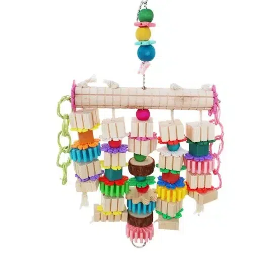 A Parrot Fun Cake Large parrot toy, a versatile toy that offers parrots a variety of ways to play and explore.