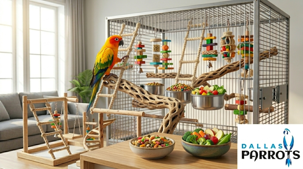 Sun Conure Care and Cage Setup
