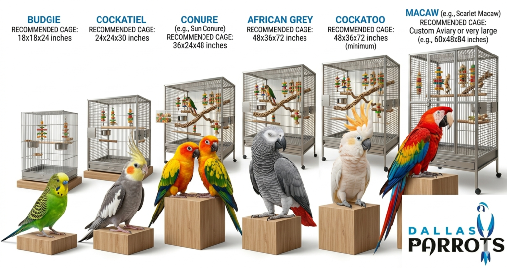 Bird Cage Size Guide by Parrot Species
